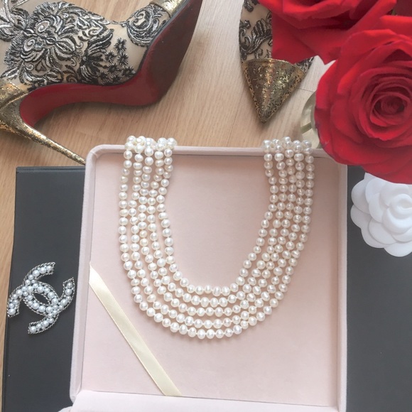 Genuine Freshwater cultured Pearl 5strand necklace - Picture 3 of 11